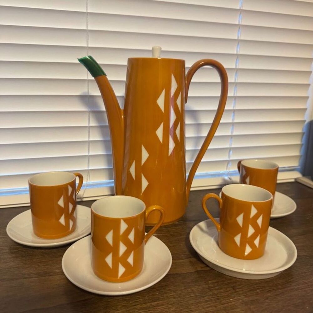 Porcelain Espresso Set Mid Century Modern1960s Jonas Roberts Made in Japan